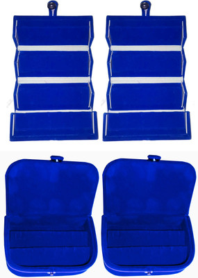 

Funkroo Combo 2 pc blue earring folder and 2 pc blue ear ring box vanity case Makeup Vanity Box(Blue)