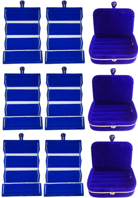 

Funkroo Combo 6 pc blue earring folder and 3 pc blue ear ring box jewelry vanity box Makeup Vanity Box(Multicolor)