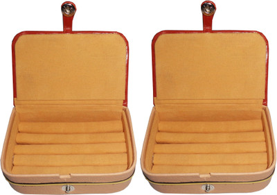 

Funkroo brown earring box ear ring vanity folder Pack of 2 Makeup Vanity Box(Multicolor)