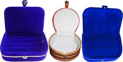 

Funkroo Combo 1 pc blue ring box 1 pc red ear ring box and 1 pc bangle box Makeup Vanity Box(Multicolor)