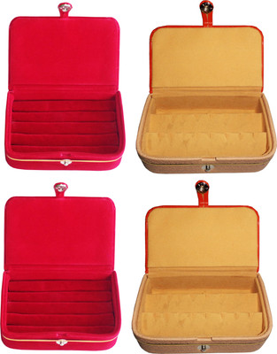 

Funkroo combo deal 2pc red ring box & 2pc brown earring vanity box Makeup Vanity Box(Multicolor)