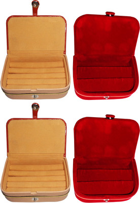 

Funkroo combo deal 2pc brown ring box & 2pc red earring vanitybox Makeup Vanity Box(Multicolor)