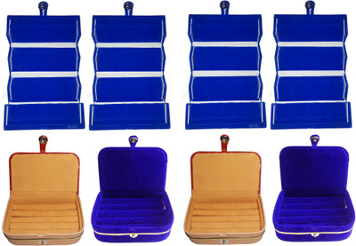 

Funkroo Combo 4 pc blue earring folder 2 pc ring box and 2 pc blue ear ring box jewelry vanity box Makeup Vanity Box(Multicolor)