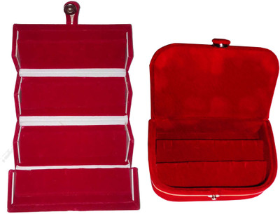 

Funkroo Combo 1 pc red earring folder and 1 pc red ear ring box vanity case Makeup Vanity Box(Red)