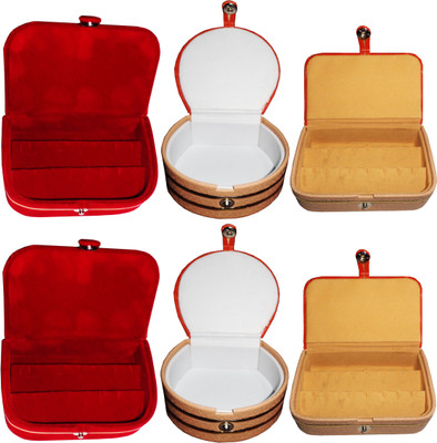 

Funkroo Combo 2 pc earring box 2 pc red ear ring folder 2 pc bangle box jewelry vanity case Makeup Vanity Box(Multicolor)
