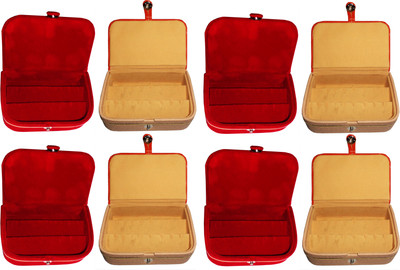 

Funkroo Combo 4 pc red earring box and 4 pc brown ear ring folder vanity case Makeup Vanity Box(Multicolor)