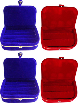 

Funkroo combo deal 2pc blue ring box & 2pc red earring vanity box Makeup Vanity Box(Multicolor)