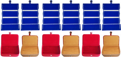 

Funkroo Combo 6 pc blue earring folder 3 pc brown ring jewelry box and 3 pc red ear ring vanity box Makeup Vanity Box(Multicolor)