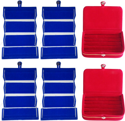 

Funkroo Combo 4 pc blue earring folder and 2 pc maroon ear ring box jewelry vanity box Makeup Vanity Box(Multicolor)