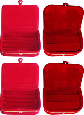 

Funkroo combo deal 2pc red ring box & 2pc red earring vanity box Makeup Vanity Box(Multicolor)