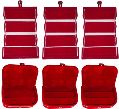 

Funkroo Combo 3 pc red earring folder and 3 pc red ear ring box vanity case Makeup Vanity Box(Multicolor)