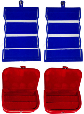 

Funkroo Combo 2 pc blue earring folder and 2 pc red ear ring box vanity case Makeup Vanity Box(Multicolor)