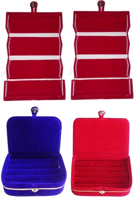 

Funkroo Combo 2 pc red earring folder 1 red ear ring box and 1 pc blue ring box jewelry vanity box Makeup Vanity Box(Multicolor)