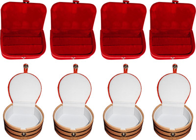 

Funkroo Combo 4 pc red ear ring box and 4 pc bangle box jewelry vanity case Makeup Vanity Box(Multicolor)