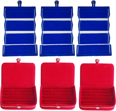 

Funkroo combo deal 3pc blue earring folder & 3pc ring vanity box Makeup Vanity Box(Multicolor)