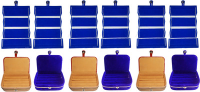 

Funkroo Combo 6 pc blue earring folder 3 pc ring box and 3 pc blue ear ring box jewelry vanity box Makeup Vanity Box(Multicolor)