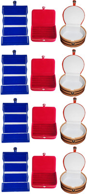 

Funkroo Combo 4 pc blue earring folder 4 red ear ring box and 4 pc bangle box jewelry vanity case Makeup Vanity Box(Multicolor)