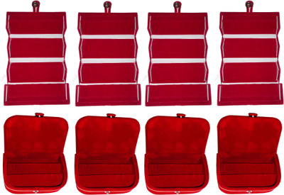 

Funkroo Combo 4 pc red earring folder and 4 pc red ear ring box vanity case Makeup Vanity Box(Maroon)