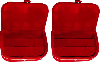 

Funkroo maroon earring box ear ring vanity folder Pack of 2 Makeup Vanity Box(Maroon)