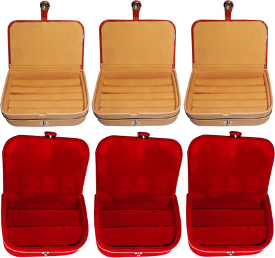 

Funkroo combo deal 3pc brown ring box & 3pc red earring vanitybox Makeup Vanity Box(Multicolor)