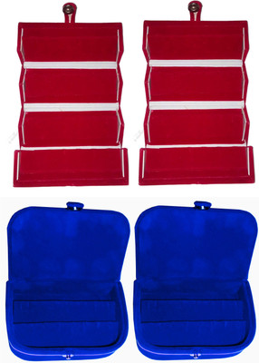 

Funkroo Combo 2 pc red earring folder and 2 pc blue ear ring box vanity case Makeup Vanity Box(Multicolor)