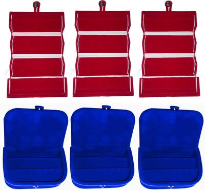 

Funkroo Combo 3 pc red earring folder and 3 pc blue ear ring box vanity case Makeup Vanity Box(Multicolor)