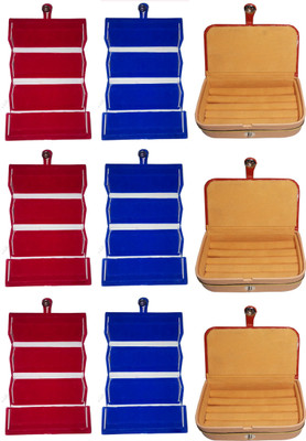 

Funkroo Combo 3 pc red earring folder 3 pc blue ear ring folder 3 pc ring jewelry vanity box Makeup Vanity Box(Multicolor)