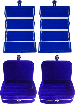 

Funkroo comobo deal 2pc blue earring folder &2pc blue ring vanity box Makeup Vanity Box(Multicolor)