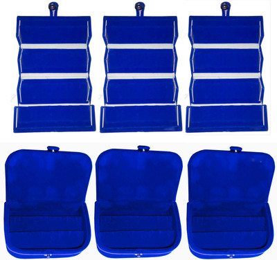 

Funkroo Combo 3 pc blue earring folder and 3 pc blue ear ring box vanity case Makeup Vanity Box(Blue)
