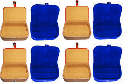 

Funkroo Combo 4 pc earring box and 4 pc blue ear ring folder vanity case Makeup Vanity Box(Multicolor)