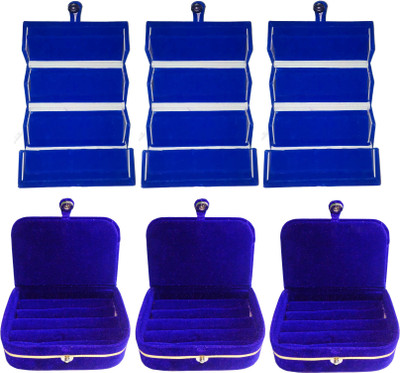

Funkroo comobo deal 3pc blue earring folder &3pc blue ring vanity box Makeup Vanity Box(Blue)