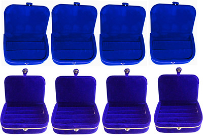 

Funkroo combo deal 4pc blue ring box & 4pc blue earring vanity box Makeup Vanity Box(Multicolor)