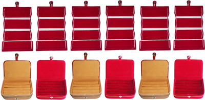 

Funkroo Combo 6 red earring folderand 3 pc ring box and 3 pc red ear ring box jewelry vanity box Makeup Vanity Box(Multicolor)