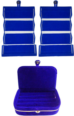 

Funkroo Combo 2 pc blue earring folder and 1 pc blue ear ring box jewelry vanity box Makeup Vanity Box(Multicolor)