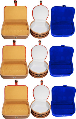 

Funkroo Combo 3 pc earring box 3 pc blue ear ring folder 3 pc bangle box jewelry vanity case Makeup Vanity Box(Multicolor)