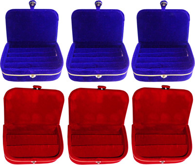 

Funkroo combo deal 3pc blue ring box & 3pc red earring vanity box Makeup Vanity Box(Multicolor)