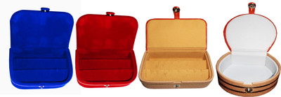 

Funkroo Combo 1 pc blue earring box 1 pc red ear ring box 1 pc brown earring folder 1 pc bangle jewelry vanity case Makeup Vanity Box(Multicolor)
