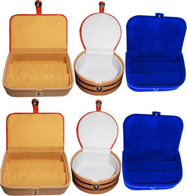 

Funkroo Combo 2 pc earring box 2 pc blue ear ring folder 2 pc bangle box jewelry vanity case Makeup Vanity Box(Multicolor)