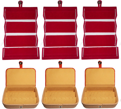 

Funkroo Combo 3 pc red earring folder and 3 pc ear ring box vanity case Makeup Vanity Box(Multicolor)