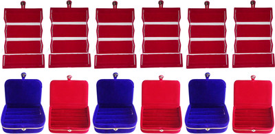 

Funkroo Combo 6 pc red earring folder 3 red ear ring box and 3 pc blue ring box jewelry vanity box Makeup Vanity Box(Multicolor)