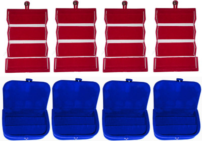

Funkroo Combo 4 pc red earring folder and 4 pc blue ear ring box vanity case Makeup Vanity Box(Multicolor)