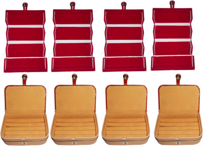

Funkroo combo deal 4pc red earing folder & 4pc ring vanity box Makeup Vanity Box(Multicolor)