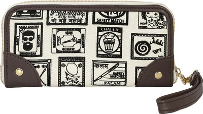 

FUNK FOR HIRE Women White Canvas, Artificial Leather Wallet(8 Card Slots)