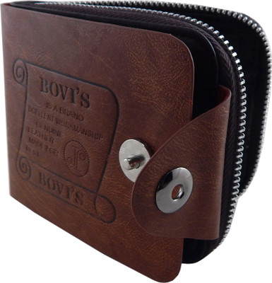 

Bovi'S Men Brown Artificial Leather, Fabric Wallet(8 Card Slots)