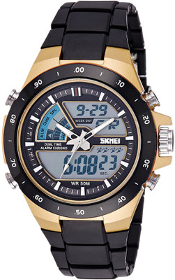 View keepkart Skmei 1016 Black Golden Watch For Men Watch  - For Boys Wrist Watches Price Online(Keepkart)