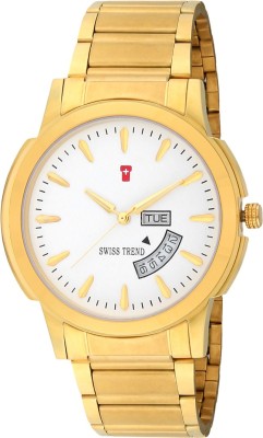Swiss Trend ST2285 Classy Golden Day & Date Watch  - For Men   Watches  (Swiss Trend)