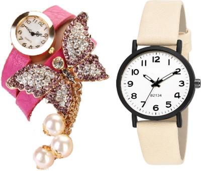 View COSMIC PINK BRACELET WATCH HAVING BEAUTIFUL BUTTERFLY PENDENT WITH SLIM DIAL B2134 BASICS GIRLS & LADIES CASUAL & party wear Watch  - For Women Wrist Watches Price Online(COSMIC)