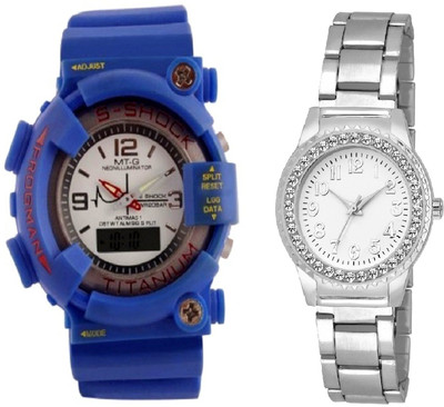 View COSMIC blue s shock stylish digital men watch with diamond studded tiny dial stainless steel fancy ladies Watch  - For Boys & Girls Wrist Watches Price Online(COSMIC)