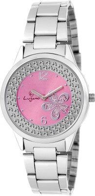 Lugano LG 2047 Gem studded with Pink Flower Watch  - For Women   Watches  (Lugano)