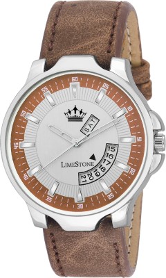 LimeStone LS2677 Free Size Day and Date Functioning Watch  - For Men   Watches  (LimeStone)